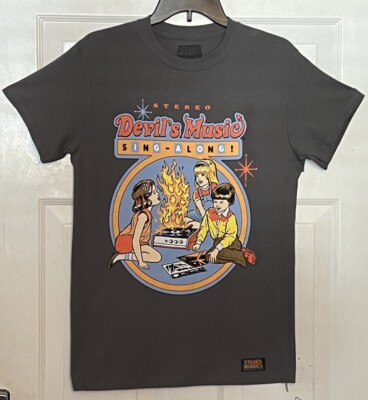 Steven Rhodes Devil's Music Sing Along Gray T-Shirt Men's Size Small 100%  Cotton | eBay