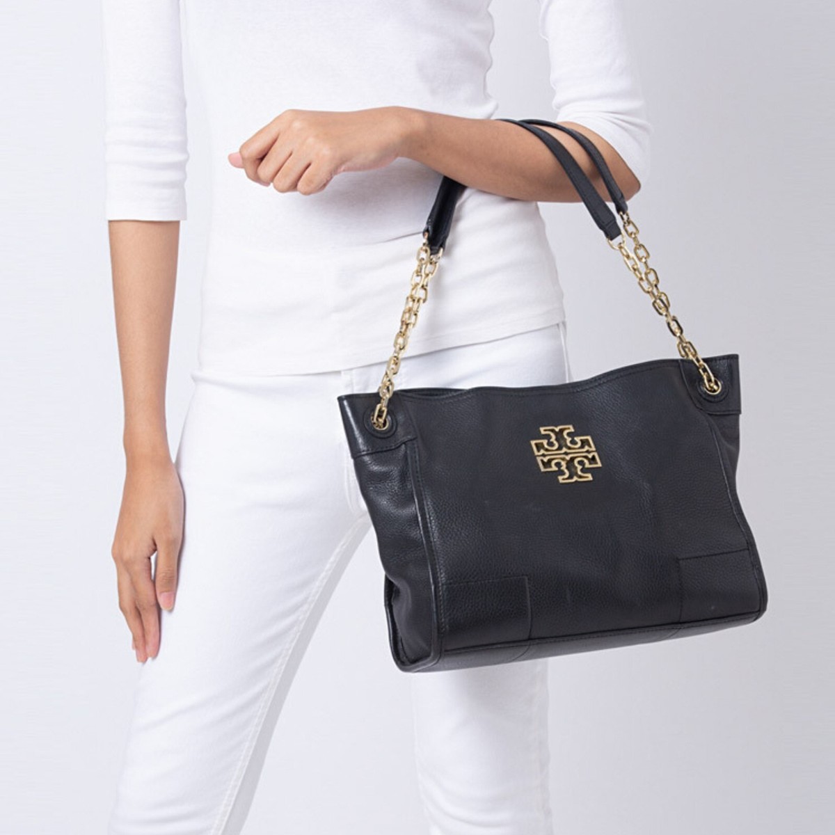 Tory Burch Britten Small Slouchy Tan Leather Tote 31159877