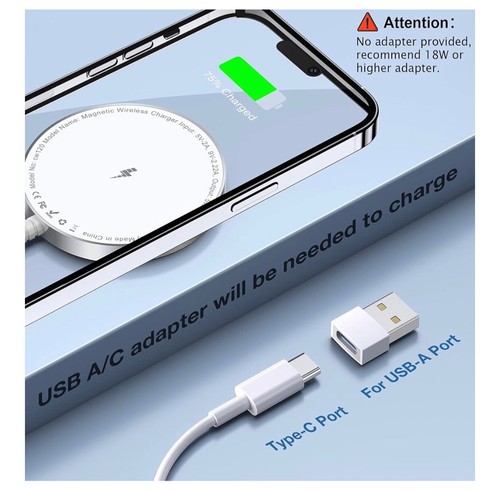 Bohuma Magnetic Wireless Charger for iPhone: Mag Safe Charger Fast Charging Pad - Photo 6 sur 9