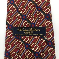 Brooks Brothers Makers Silk Tie Geometric Buckle Print Made in USA 57” x 3.75”