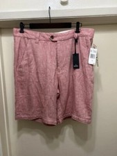 Buffalo David Bitton Linen Shorts Howell Size 34 W 9" Inseam Mineral Red NEW 79