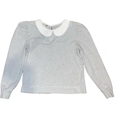 Loft Womens Collared Shirt Size Medium Long Sleeves Grey A-1