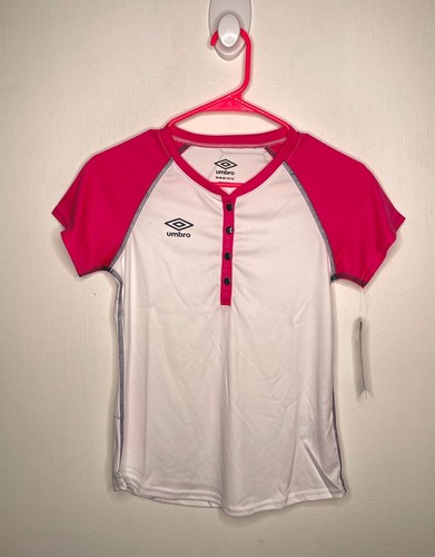 Umbro Soccer Shirt / Jersey Girls Size Medium 10-12 Short Sleeve White Pink
