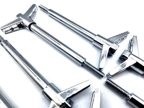 SBC Chevy Chrome 2pc Steel Valve Cover T-Bar Kit Wing Style, 350 Hold Down 55-86 - Picture 2 of 9