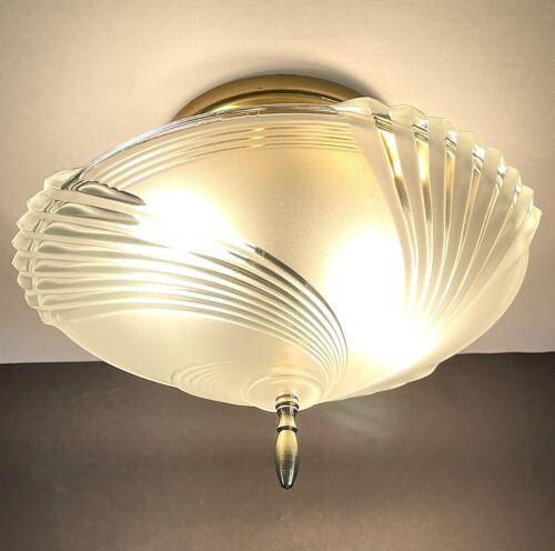 Vtg/Antique 1940's-50’s Art Deco Nouveau Glass Light Fixture - Picture 15 of 24