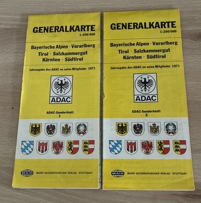 Vintage, ADAC Generalkarte 1:200000, Sonderblatt 1 & 2 1971 Bayerische Alpen