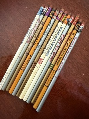12 Vintage Ad Tip Advertising Pencils 