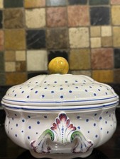 Spode Large Lidded Vegetable Tureen Dish Blue Polka Dot Pattern