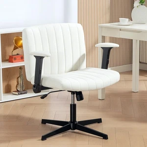 HOMCOM Criss Cross Chaise avec armoiries, chaise grand bureau, pas de roues, Beige