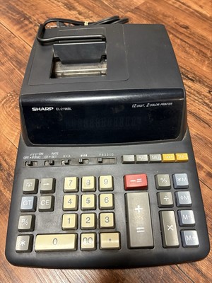 SHARP EL-2196BL Large Desktop 12 Digit 2-Color Printing Calculator TESTED WORKS
