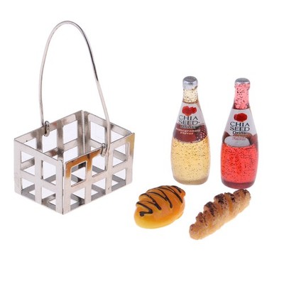Korb Brotflasche im Maßstab 1:12 Getränke Puppenhaus Zubehör (5 Stück)