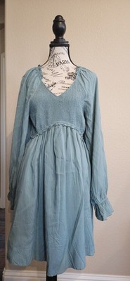 Mist Green Smocked Ruffle Bubble Mini Dress Women's
