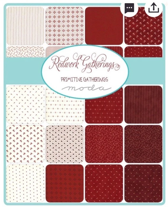 NIP Redwork Gatherings By Primitive Gatherings For Moda Jelly Roll 49110JR - Image 2 of 4