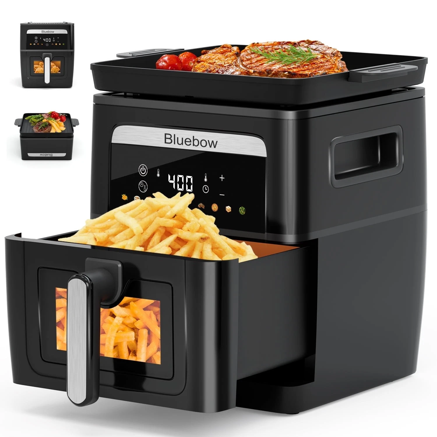 Bluebow 9QT Air Fryer & Grill Pan Combo, Large Capacity, 8 Preset Functions
Opens in a new window or