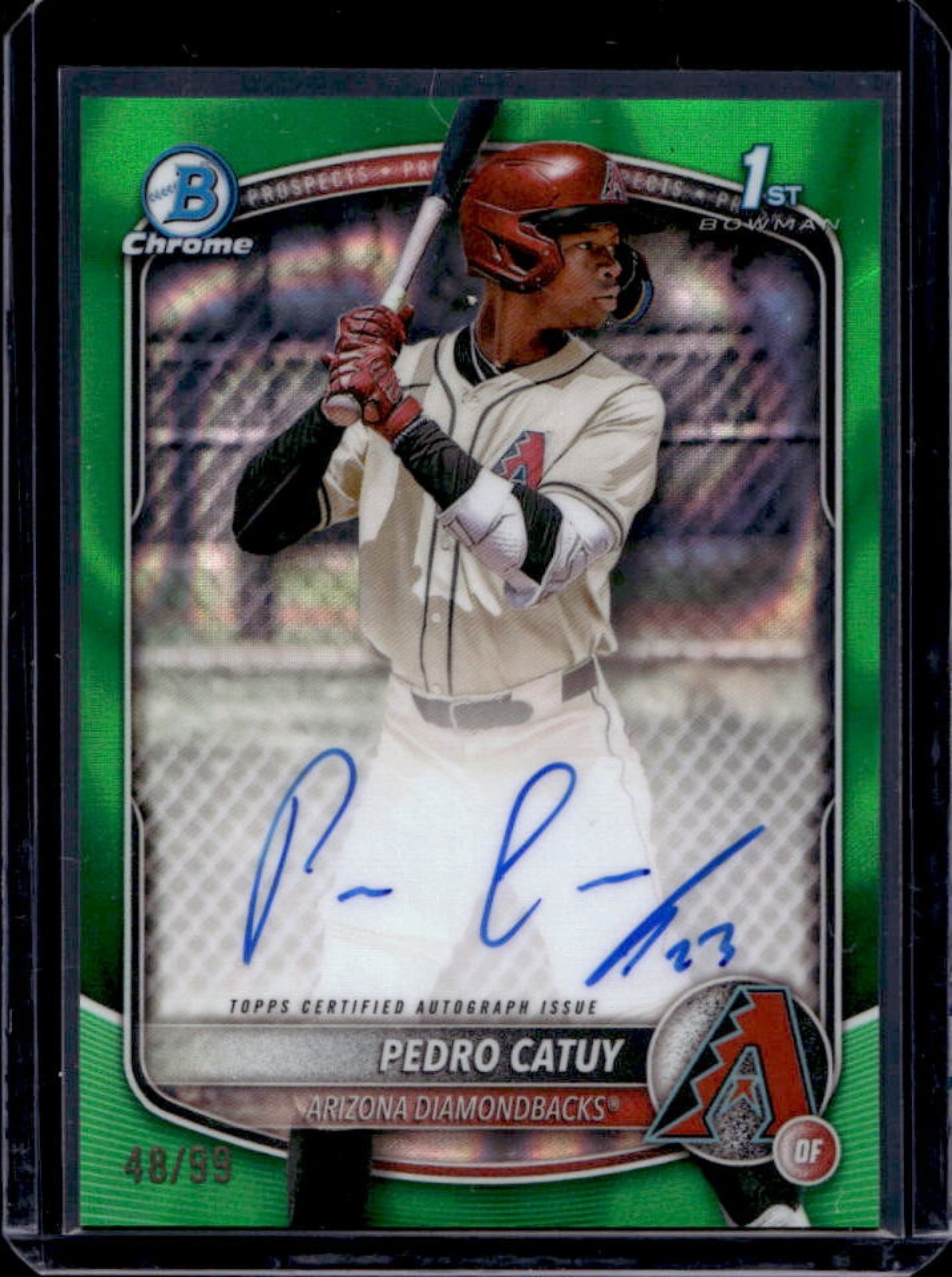 2025 Bowman Chrome Pedro Catuy Auto Green Lava Refractor 1st #48/99