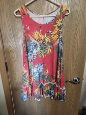 Womens Floral Tank Dress Size with Ruffles Medium