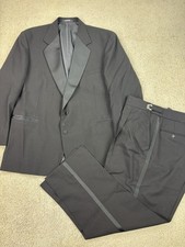 After Six Tuxedo Mens 44R 36x28 Black Wool 2 Piece Jacket Pants Suit Vintage USA