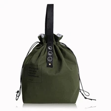 Foldable Canvas Insulated Lunch Bag with Drawstring Lunch Tote Bag for Work