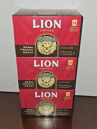 LION 3pk French Roast K-Cup Single Serve Coffee Pods-12ct Each-NEW!