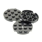 3x Lego Building Plate Round 4x4 New - Dark Grey with Hole Brick Disc 4528323 60474