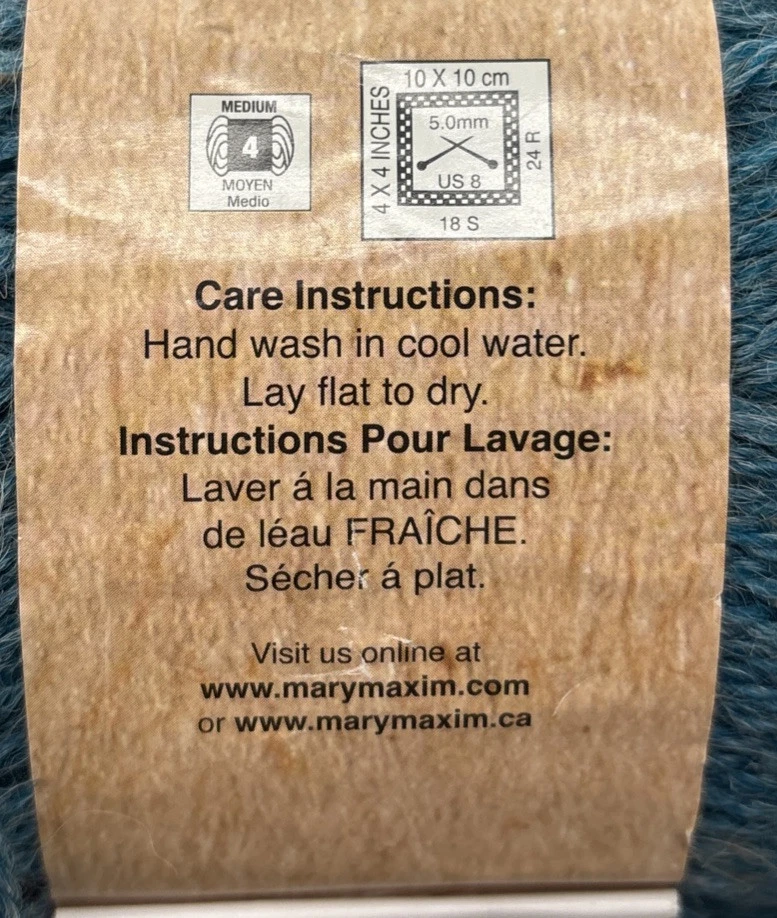 Hilo de tweed de alpaca natural Mary Maxim "Cool Stream" 1 madeja #1998 Foto 2 de 4