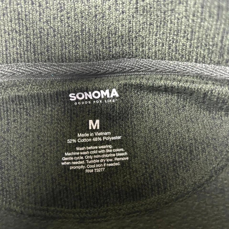 Suéter Sonoma Para Hombres Medio Verde 1/4 Cremallera Cuello Simulado Mangas Largas Pullover Nuevo con Etiquetas Foto 2 de 4