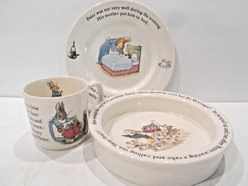 Wedgwood Beatrix Potter Peter Rabbit Nursery Child's Dish 3 Piece Set
