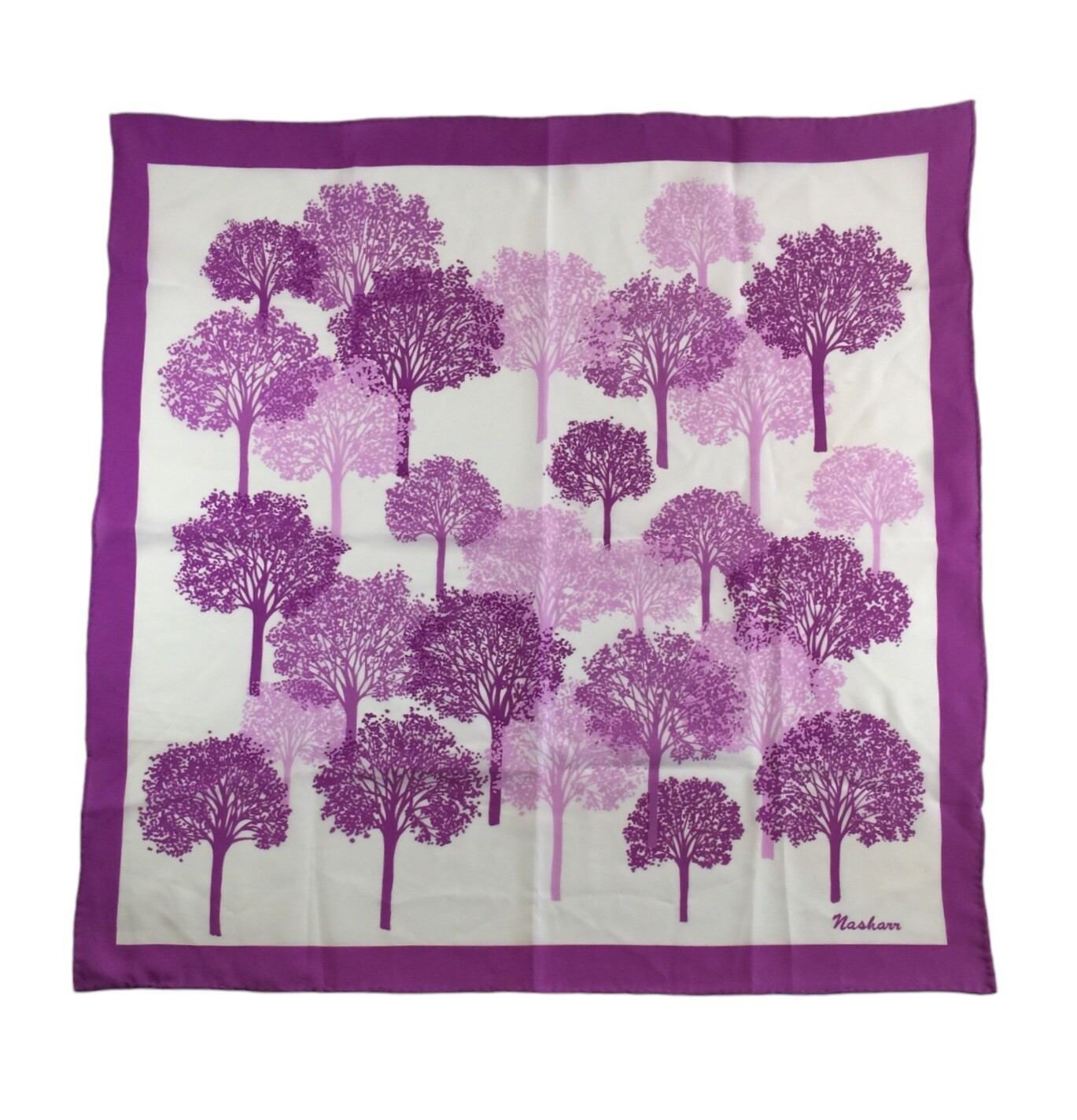 Purple Vintage Small Soft Nasharr Scarf Retro Tree Design 20 Inch-image