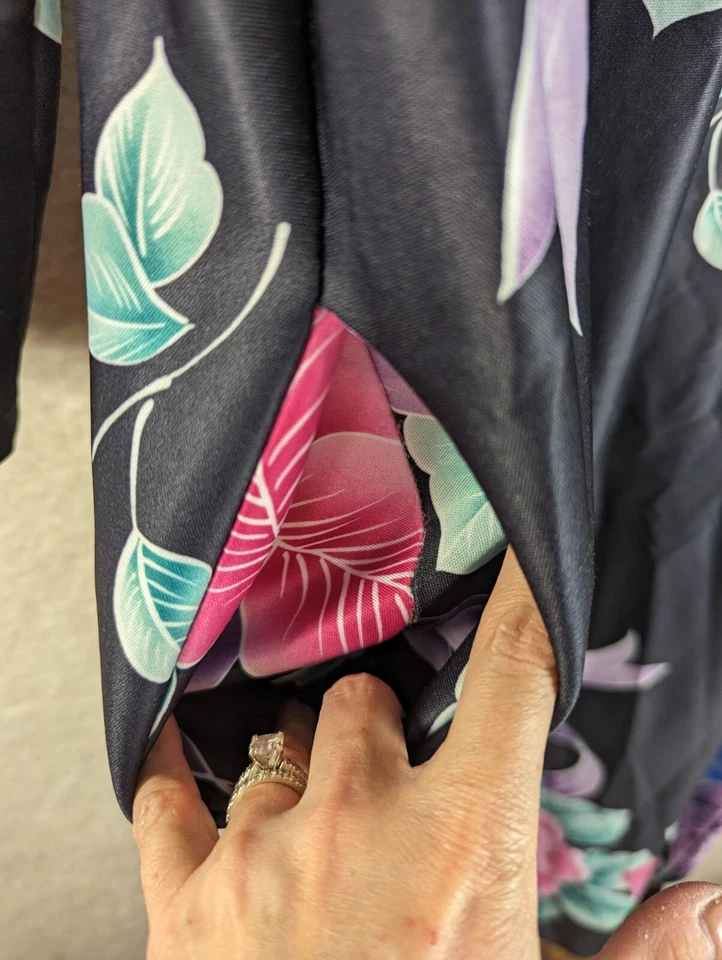 Vestido De Colección Poli Floral Casa Un Bolsillo Tigre Lirio Raro Mod Hippie Cremallera CERRAR Foto 2 de 4