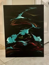 Hand-Made, Hand-Painted Modern Abstract Oil Painting on Wood, Gift/ Wall Art. 