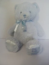 Baby Gund My First Teddy Bear Satin Blue Stuffed Plush Animal Toy Sewn Eye Nose