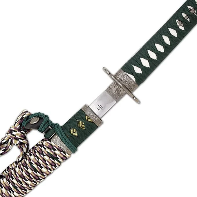 Espada táctica japonesa Katana ninja samurai verde de dos tonos de 40" con soporte Foto 4 de 4