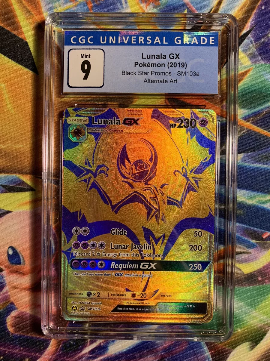 Lunala GX, CGC 9, Mint, sm103a, Gold & Purple