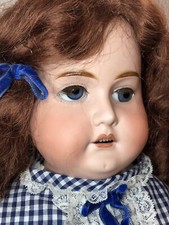 26.5” Antique Germany Bisque Redhead Girl Blue Stat. Eyes Doll Leather Body #L