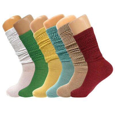 6 Pairs Pack Colorful Slouch Socks for Women with Thin Sole Size 9-11