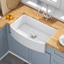 Apron Farmhouse Sink Undermount Kitchen Sinks Ceramic w/ Strainer 33 30 36inch
