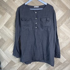 Cosset Made In Italy Navy Blue Linen Pullover- Size Extra Large