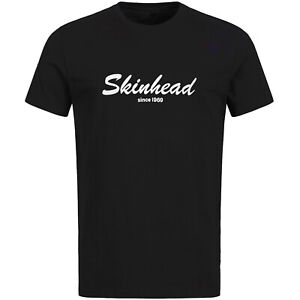 Skinhead since 1969 Black T-Shirt White Logo Oi Punk S-2XL Hand Printed Hemd