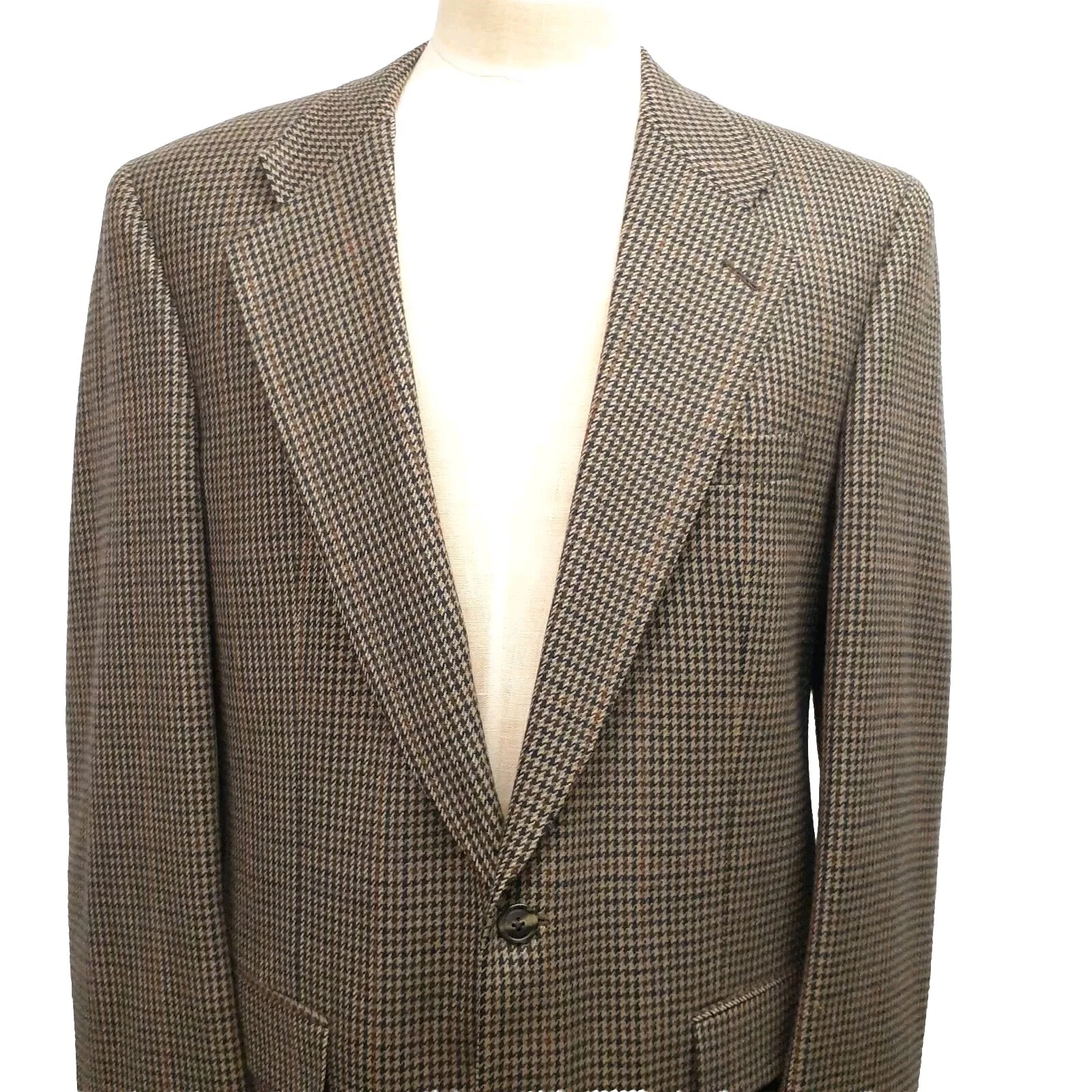 Cappotto sportivo Burberry 42 lungo a quadri pied de poule giacca blazer lana marrone navy