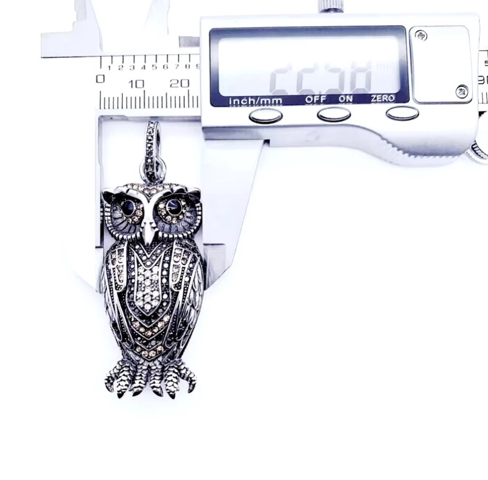 925 Silber Anhänger Eule Einzigartig funkelnd für Kette detailliert verarbeitet - Bild 3 von 4