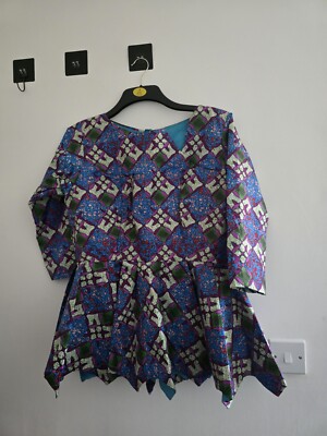 Women Ankara Peplum Top. Fully Lined. Size 10-12. New Without Tags. 