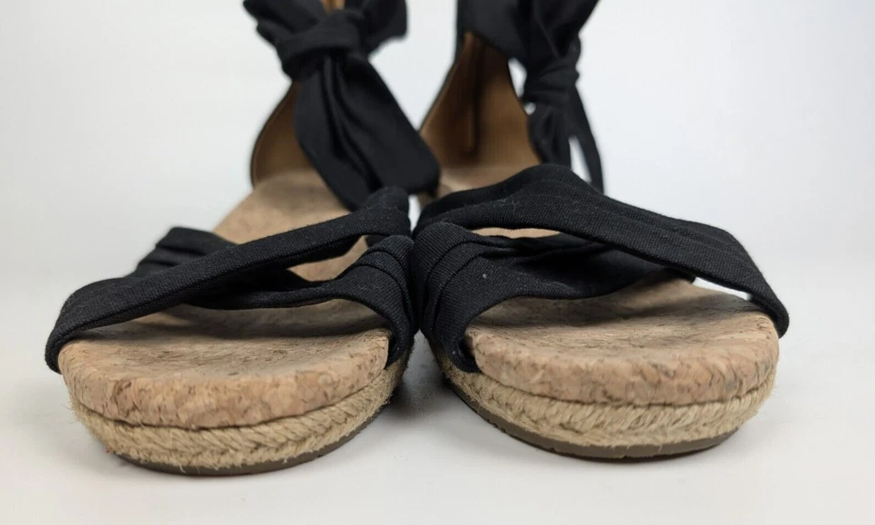 Ugg Australia Traci Alpargata Tobillo Arco Cuña Zapatos Negro Talla 9 Resort Playa Foto 3 de 4