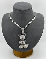 925 Solid Sterling Silver Mickey Mouse Necklace