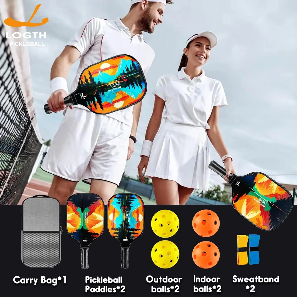 Pickleball Paddles Set of 2 Carbon Fiber 4 Pickleball Balls Bag USAPA Approved