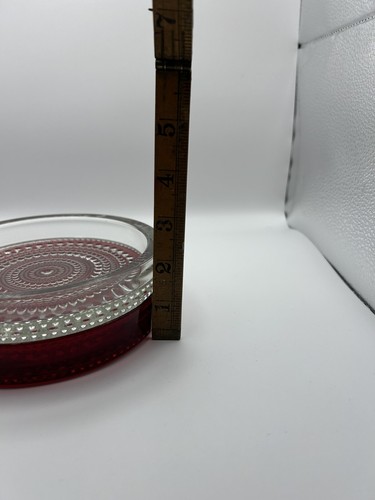 Pair Vintage MCM Littala or Nuutajarvi Glass Kastehelmi Dishes by Oiva Toikka - Picture 9 of 9