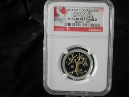 2014 Canada $3 Jewel of Life-Tree of Life Silver Proof NGC PF69 UCAM Gold Plated