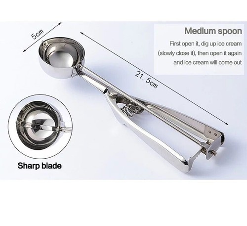 Stainless Steel Ice Cream Scoop Spoon Spring Handle - Bild 2 von 2