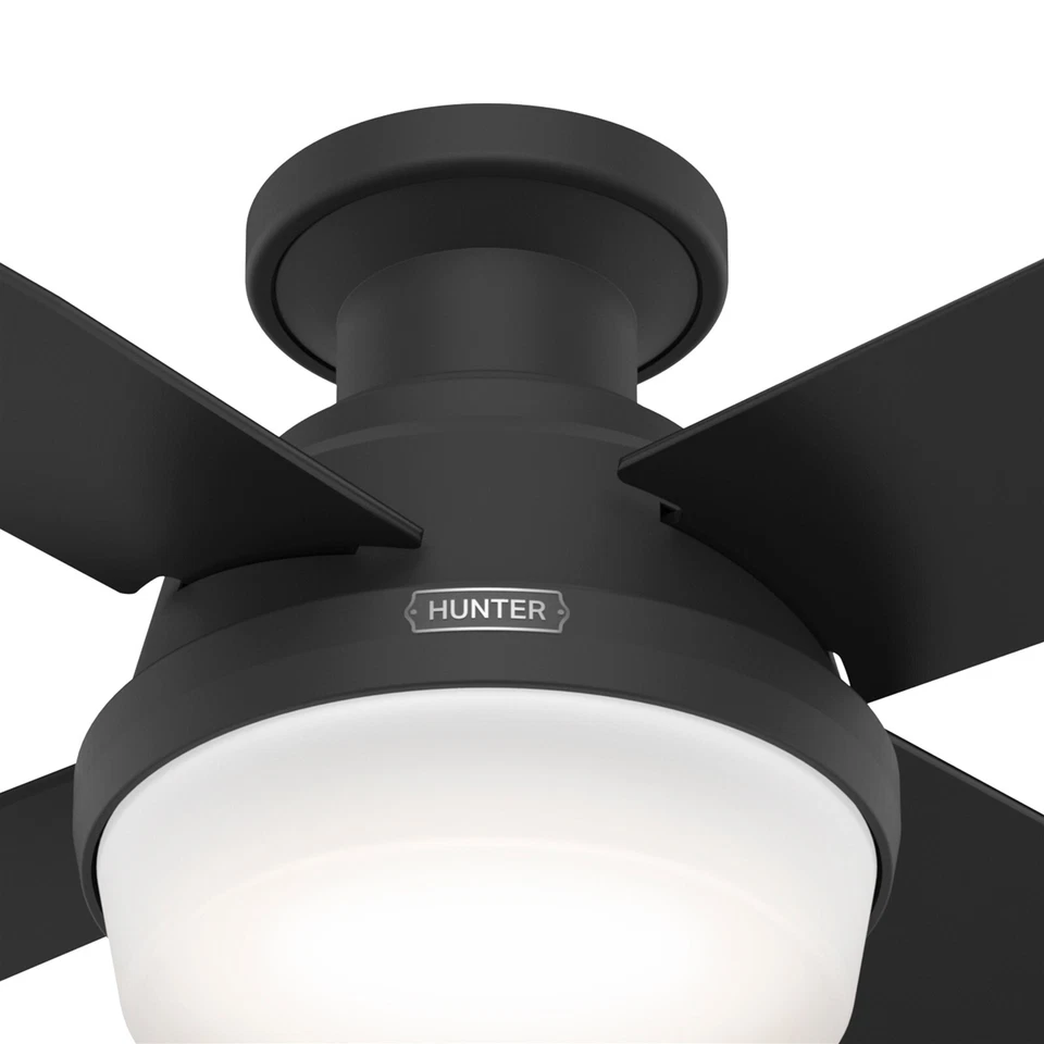 Hunter Fan 52 inch Low Profile Matte Black Ceiling Fan with Remote and Light Kit - Image 4 of 4