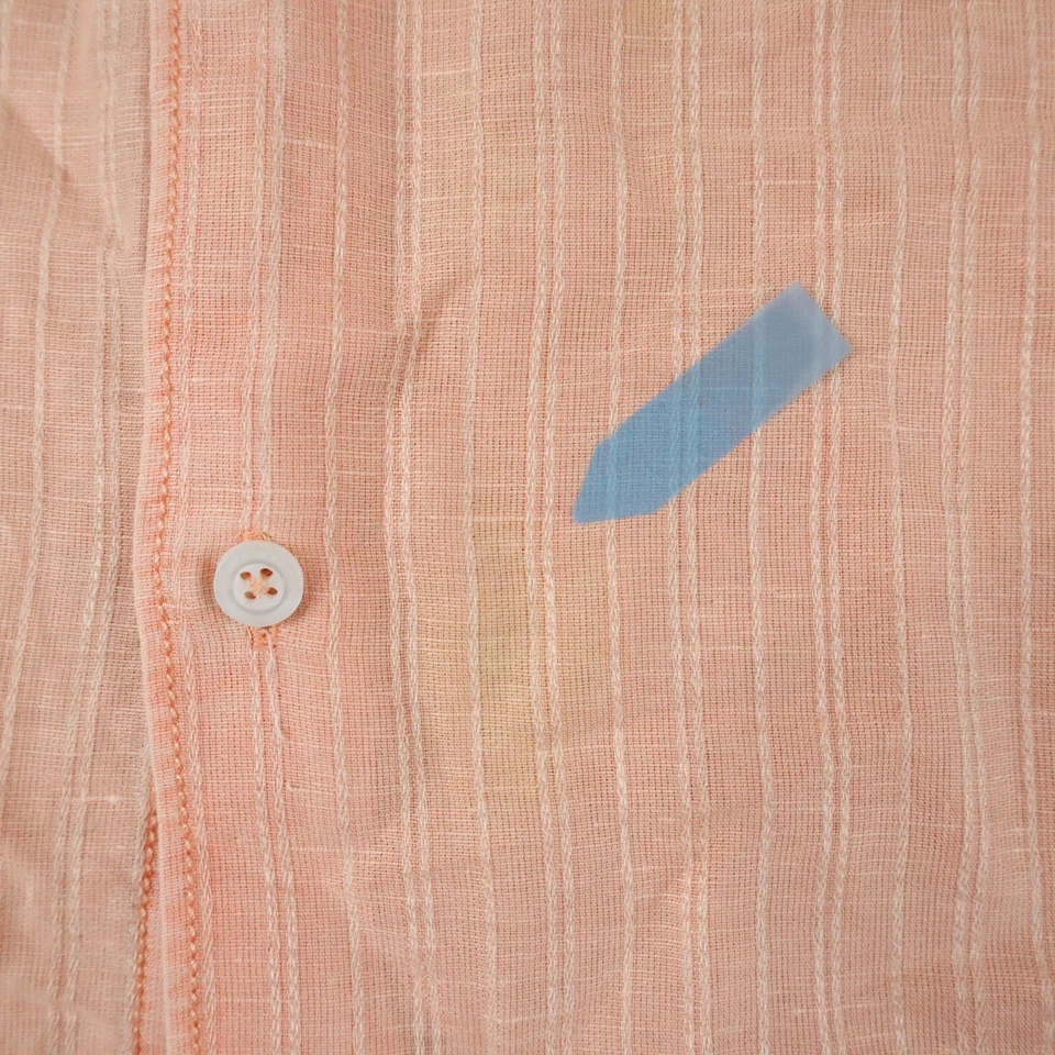 Tasso Elba Shirt Mens XL Linen Blend Pocket Button Up Peach Striped Long Sleeve - Image 4 of 4