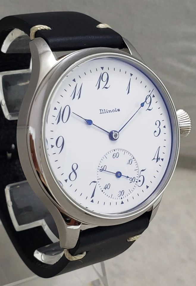 Illinois 12s Pocket Marriage Watch Conversion 44mm SS Wrist Watch 1907 Movement - Image 2 of 4